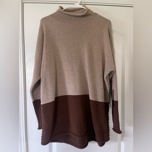 Two-Tone Cowl Neck Sweater